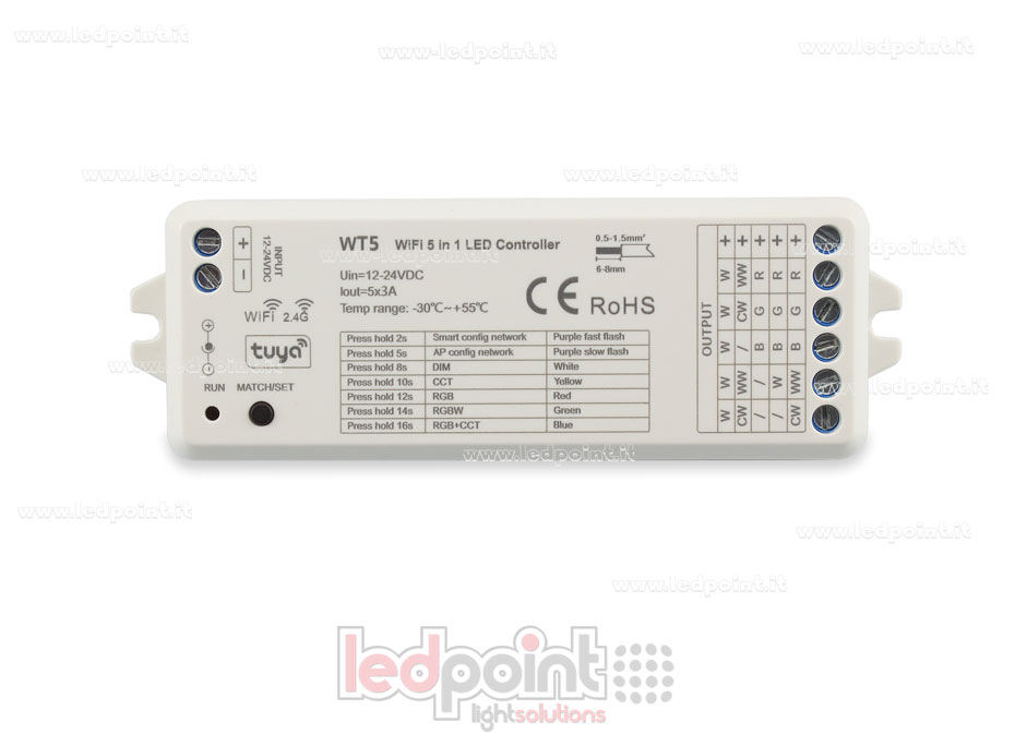 Contrôleur wifi et RF 2.4G, RGB+CCT, RGBW, RGB, CCT et monochromatique SK-WT5
