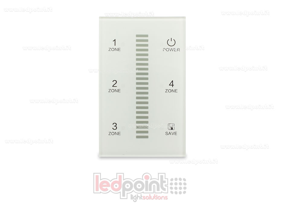 Télécommande murale tactile monocouleur 4 zones 1 scène RF 2,4GHz (100-277V AC) pour technologie ZigBee ZB-CTR-MON-409A
