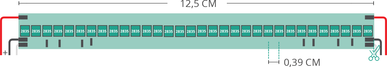 Aperçu technique du ruban led 2835 48V IP20 2700-6200K 128+128led/m F52-CCT-256824A-C90