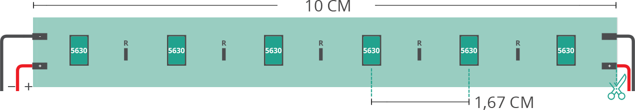 Aperçu technique du ruban led 5730 24V IP20 2900-3000K 60led/m Fx2-290-060622-0.5